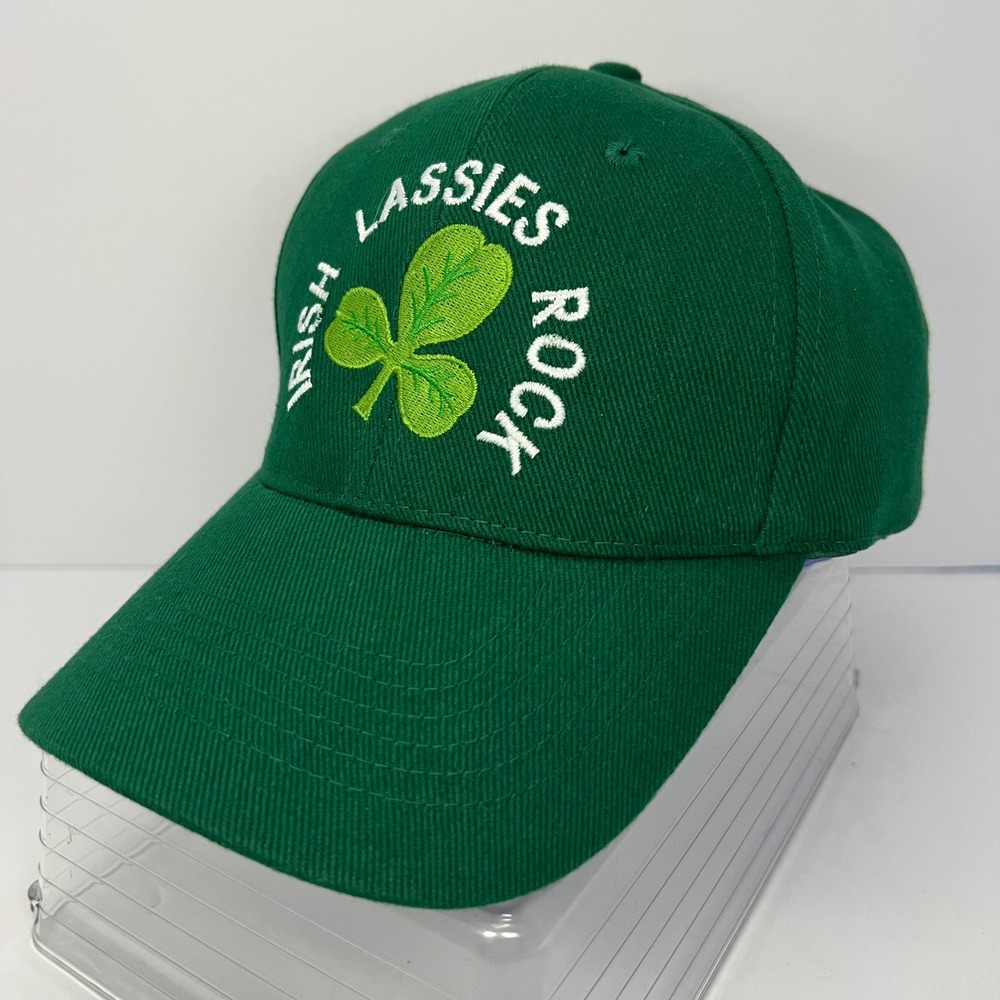 Irish Lassies Rock Shamrock‎ Baseball Cap Hat Green White Embroidered Adjustable